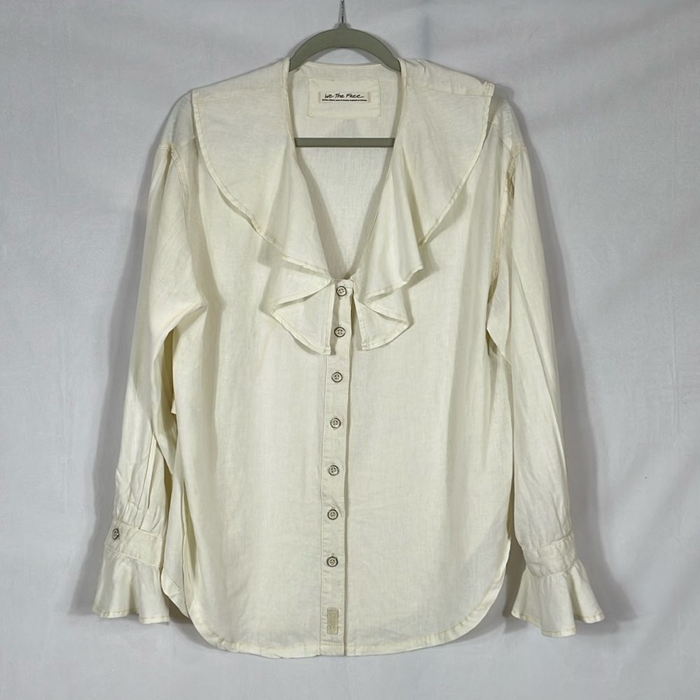 Free People Blouse Size XS Ruffle Collar EUC
